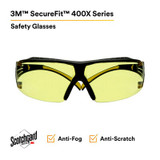 3M SecureFit 400 Series Safety Glasses SF403XSGAF-YEL, Yellow/Black, Amber Scotchgard Anti-Fog/Anti-Scratch Lens, 20 EA/Case 27854