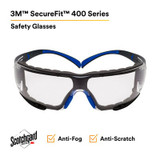 3M SecureFit Safety Glasses SF401SGAF-BLU-F, Blue/Gray, ClearScotchgard Anti-fog Lens, Foam Gasket, 20 EA/Case 27731