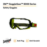 3M GoggleGear 6000 Series, GG6001SGAF-GRN, Green Shroud, Scotchgard Anti-Fog Coating, Clear AF-AS lens, 10ea/cs