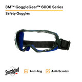 3M GoggleGear 6000 Series, GG6001NSGAF-BLU, Blue Shroud, Neoprene Strap, Scotchgard Anti-Fog Coating, Clear AF-AS lens, 10ea/cs 27901