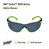 3M Solus 1000-Series Safety Glasses S1202SGAF, Green/Black, GreyScotchgard Anti-Fog Lens, 20 EA/Case 27183