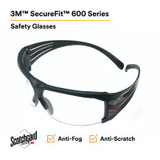 3M SecureFit Protective Eyewear SF601SGAF, Clear Scotchgard Anti-fogLens, 20 EA/Case 27337