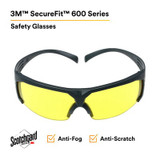 3M SecureFit Safety Glasses SF603SGAF, Amber Scotchgard Anti-fogLens, 20 EA/Case 27339