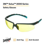 3M Solus 2000 Series, S2003SGAF-BGR, Gray/Blue-Green Temples,Scotchgard Anti-Fog Coating, Amber AF-AS lens, 20ea/cs 42874