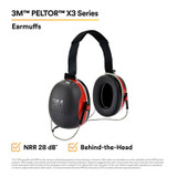 3M PELTOR X3 Earmuffs X3B, Behind-the-Head, 10 EA/Case 67125