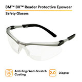 3M BX Reader Protective Eyewear 11375-00000-20 Clear Lens, SilverFrame, +2.0 Diopter 20 EA/Case 62047