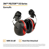 3M PELTOR X3 Earmuffs X3P3E/37277(AAD), Hard Hat Attached, 10 EA/Case