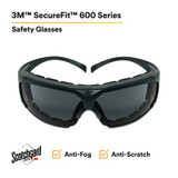 3M SecureFit Safety Glasses SF602SGAF-FM Foam, Grey ScotchgardAnti-fog Lens, 20 EA/Case 27341