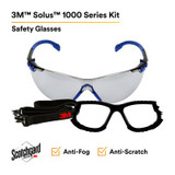 3M Solus 1000-Series Safety Glasses S1107SGAF-KT, Kit, Foam, Strap,BLU/BLK, Indoor/Outdoor GRY Scotchgard Anti-Fog Lens, 20 EA/Case 27614