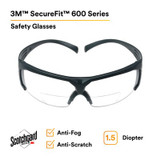 3M SecureFit Safety Glasses SF615SGAF, Clear Scotchgard Anti-fog Lens+1.5 Diopter, 20 EA/Case 27347