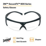 3M SecureFit SF625SGAF, Clear Scotchgard Anti-fog lens +2.5 Diopter,20 ea/case 27349