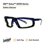 3M Solus 2000 Series, S2001SGAF-BGR-F, Gray/Blue-Green Temples,
Scotchgard Anti-Fog Coating, Clear AF-AS lens,Foam Gskt 20ea/cs