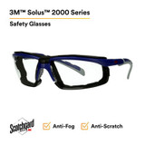 3M Solus 2000 Series, S2001SGAF-BGR-F, Gray/Blue-Green Temples,Scotchgard Anti-Fog Coating, Clear AF-AS lens,Foam Gskt 20ea/cs 42879