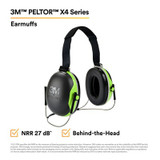3M PELTOR X4 Earmuffs X4B, Behind-the-Head, 10 EA/Case 67124