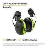 3M PELTOR X4 Earmuffs X4P3E/37278(AAD), Hard Hat Attached, 10 EA/Case 93731