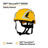 3M SecureFit Safety Helmet, X5002VX-ANSI,  Yellow, vented, 1Ea/Box, 4box/CS 94292
