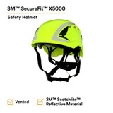 3M SecureFit Safety Helmet, X5014VX-ANSI,  HVGreen, vented, 1Ea/Box, 4
box/CS