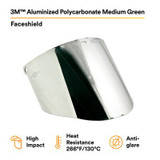 3M Aluminized Polycarbonate Faceshield WP96BAL, Medium Green,82518-00000, Molded 10 EA/Case 82518