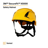 3M SecureFit Safety Helmet, X5002V-ANSI,  Yellow, vented, 10 EA/Case 94308