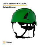 3M SecureFit Safety Helmet, X5004V-ANSI,  Green, vented, 10 EA/Case 94310