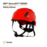 3M SecureFit Safety Helmet, X5005V-ANSI,  Red, vented, 10 EA/Case 94311