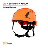 3M SecureFit Safety Helmet, X5007V-ANSI,  Orange, vented, 10 EA/Case 94312