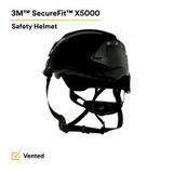3M SecureFit Safety Helmet, X5012V-ANSI,  Black, vented, 10 EA/Case 94313