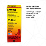 Scotch Vinyl Color Coding Electrical Tape 35, 1/2 in x 20 ft, Red, 10rolls/carton, 100 rolls/Case 10224