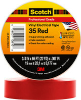 Scotch Vinyl Color Coding Electrical Tape 35, 3/4 in x 66 ft, Red, 10rolls/carton, 100 rolls/Case 10810