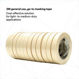 3M General Use Masking Tape 201+, Tan, 18 mm x 55 m, 4.4 mil, 48 percase 64739