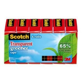 Scotch Transparent Greener Tape 612-6P, 3/4 in x 900 in (19 mm x 22,8m) 93005