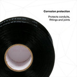 3M Temflex Vinyl Corrosion Protection Tape 1100, 2 in x 100 ft,Printed, Black, 4 rolls/carton, 24 rolls/Case 9065
