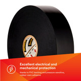 Scotch Vinyl Electrical Tape Super 88, 2 in x 36 yd, Black, 12rolls/Case 10356