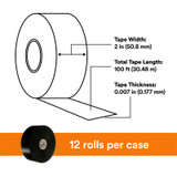 3M Scotchrap Vinyl Corrosion Protection Tape 51, 2 in x 100 ft,Unprinted, Black, 12 rolls/Case 42807