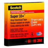 Scotch Super 33+ Vinyl Electrical Tape, 3/4 in x 66 ft, 1-1/2 in Core,Black, 100 rolls/Case 49971