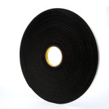 3M Vinyl Foam Tape 4718, Black, 1/2 in x 36 yd, 125 mil, 18 rolls percase 6474