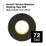 Scotch Solvent Resistant Masking Tape 226, Black, 1/2 in x 60 yd, 10.6mil, 72 per case 17646