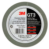 3M Premium Matte Cloth (Gaffers) Tape GT3, Olive Drab, 72 mm x 50 m, 11mil, 16 per case 98544