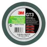 3M Premium Matte Cloth (Gaffers) Tape GT3, Green, 72 mm x 50 m, 11 mil,16 per case 98536