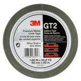 3M Premium Matte Cloth (Gaffers) Tape GT2, Olive Drab, 48 mm x 50 m, 11mil, 24 per case 98525