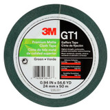 3M Premium Matte Cloth (Gaffers) Tape GT1, Green, 24 mm x 50 m, 11 mil,48 per case 98497