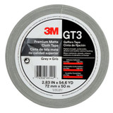 3M Premium Matte Cloth (Gaffers) Tape GT3, Gray, 72 mm x 50 m, 11 mil,16 per case 98542