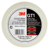 3M Premium Matte Cloth (Gaffers) Tape GT1, White, 24 mm x 50 m, 11 mil,
48/Case