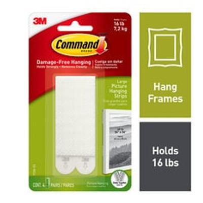 3M Command Large Picture Hanging Strips 17206-12ES 12 Pairs Strong White, 2-Pack