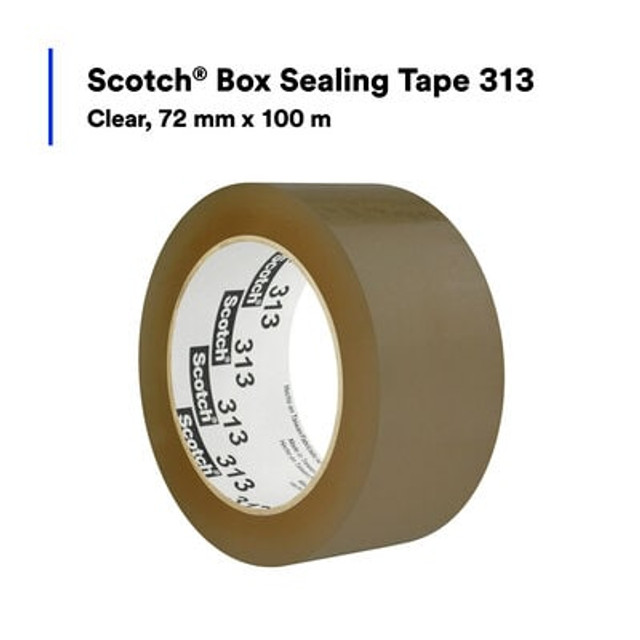 Scotch® Box Sealing Tape 313, Tan, 72 mm x 100 m, 24 Rolls/Case