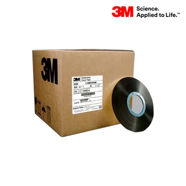 3M High Shear Pressure Sensitive Cover Tape 2668, 66.5 mm, 2.5 mm Adhesive Exposure, 500 m/Roll, 4/Case 43501