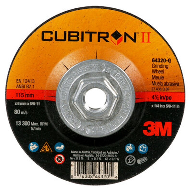 3M Cubitron II Grinding Wheel 64320-Q Front/Back