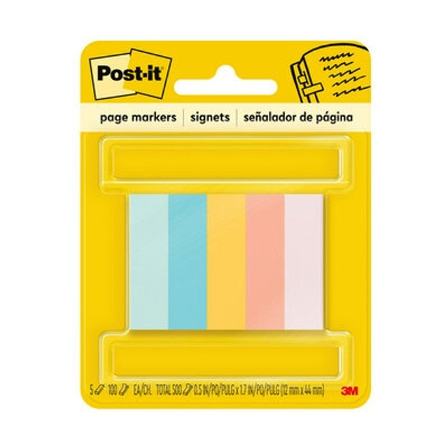 Post-it® Page Markers, 1/2 in X 1-3/4 in, Assorted Bright Colors