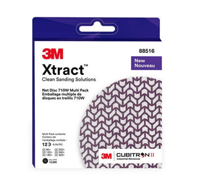 3M Xtract CubitronII Net Disc, 710W 6 in, 80+, 120+, 180+, 220+, 240+, 320+, Multi Pack