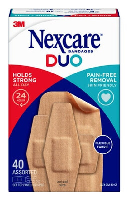 Nexcare Duo Bandages DSA-40-CA, Assorted Sizes, 40/pack